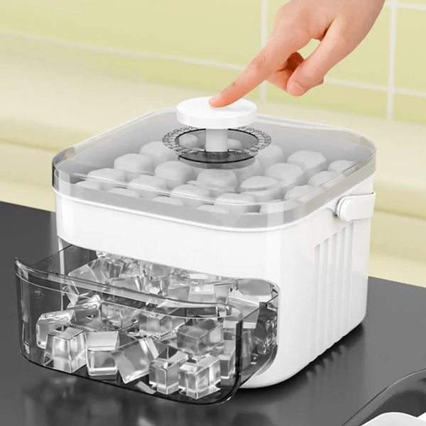 50-Cube Ice Maker with Easy Press Cap Double Layer Ice Cube Maker Refrigerator Household Ice Storage Ice Box.
